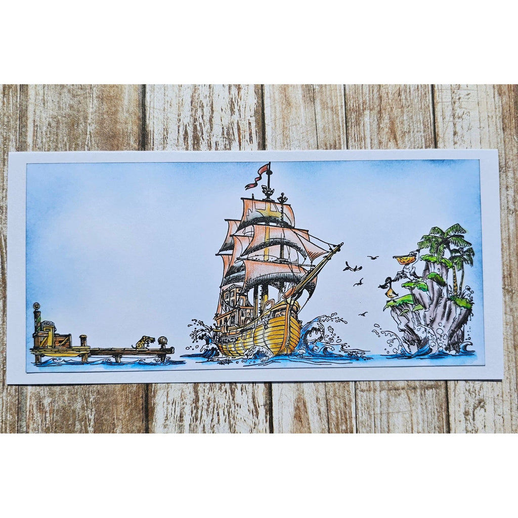 AALL & Create Pelican Galleon A6 Clear Stamps 1186 ship