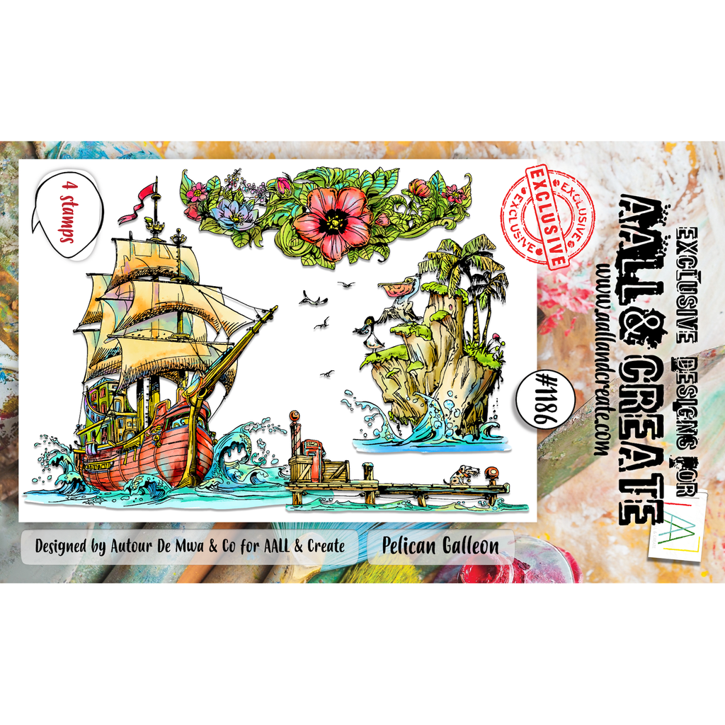 AALL & Create Pelican Galleon A6 Clear Stamps 1186