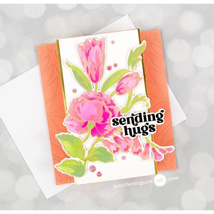 Altenew Spark Joy Ornamental Bouquet Hot Foil Plate and Stencil Set alt8098bn sending hugs | color-code:ALT01