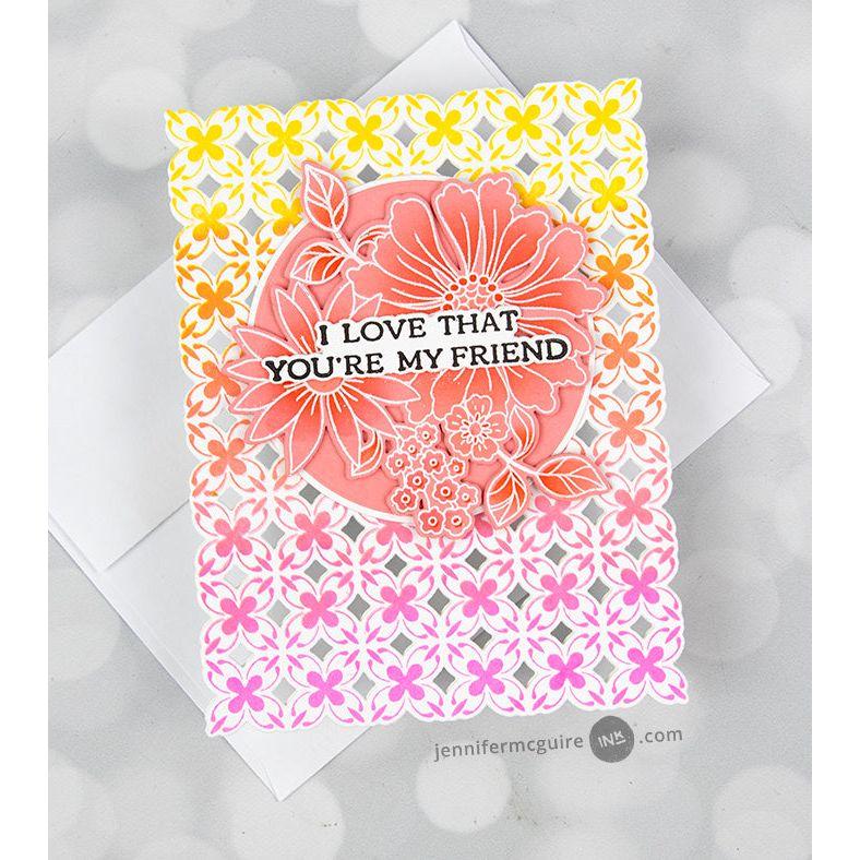 Pinkfresh Studio Ornate Trellis Press Plate 216723 See-Through Card | color-code:ALT03