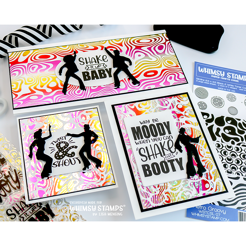 Whimsy Stamps Shake It! Clear Stamps CWSD280b glitter