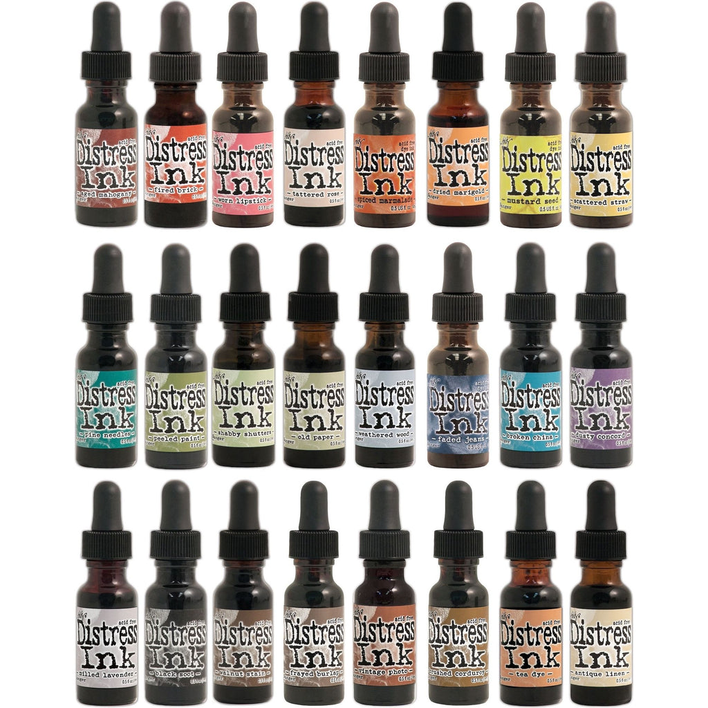 Tim Holtz Distress Ink Refills Lot Of 24 Reinkers Ranger Set