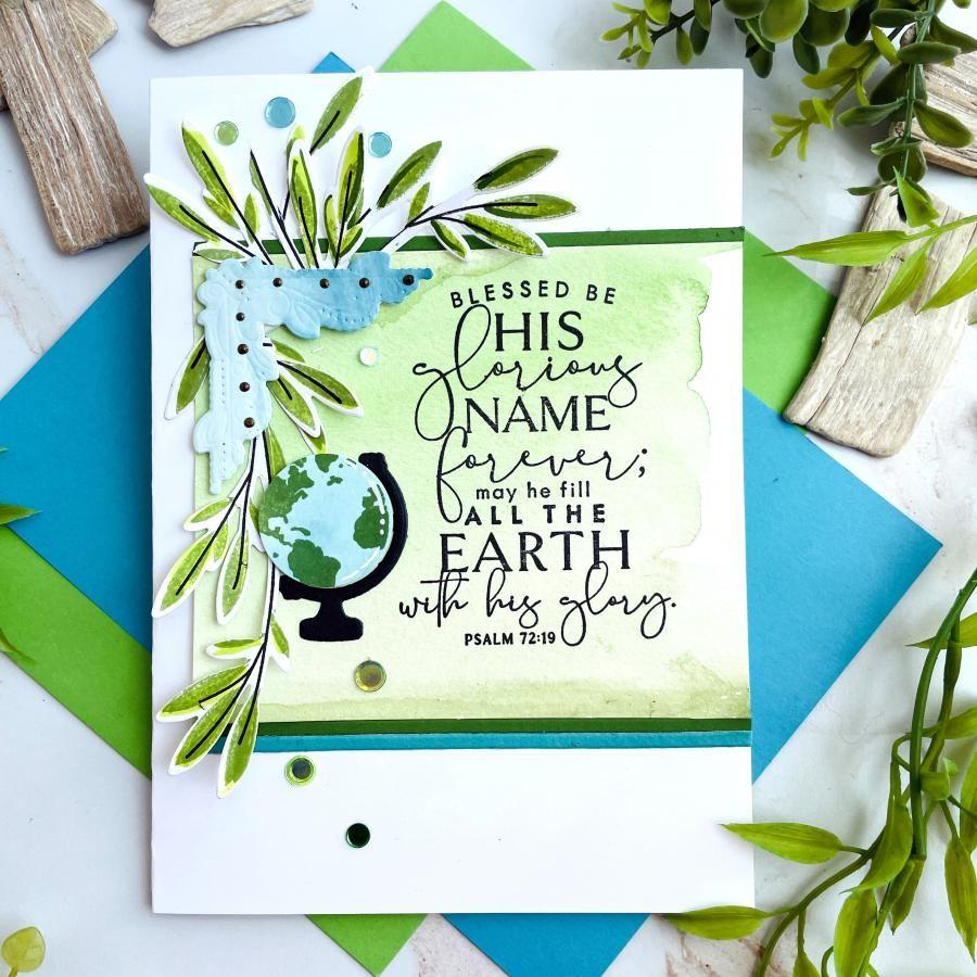 Papertrey Ink Psalm Reflections June Clear Stamp 1518 globe