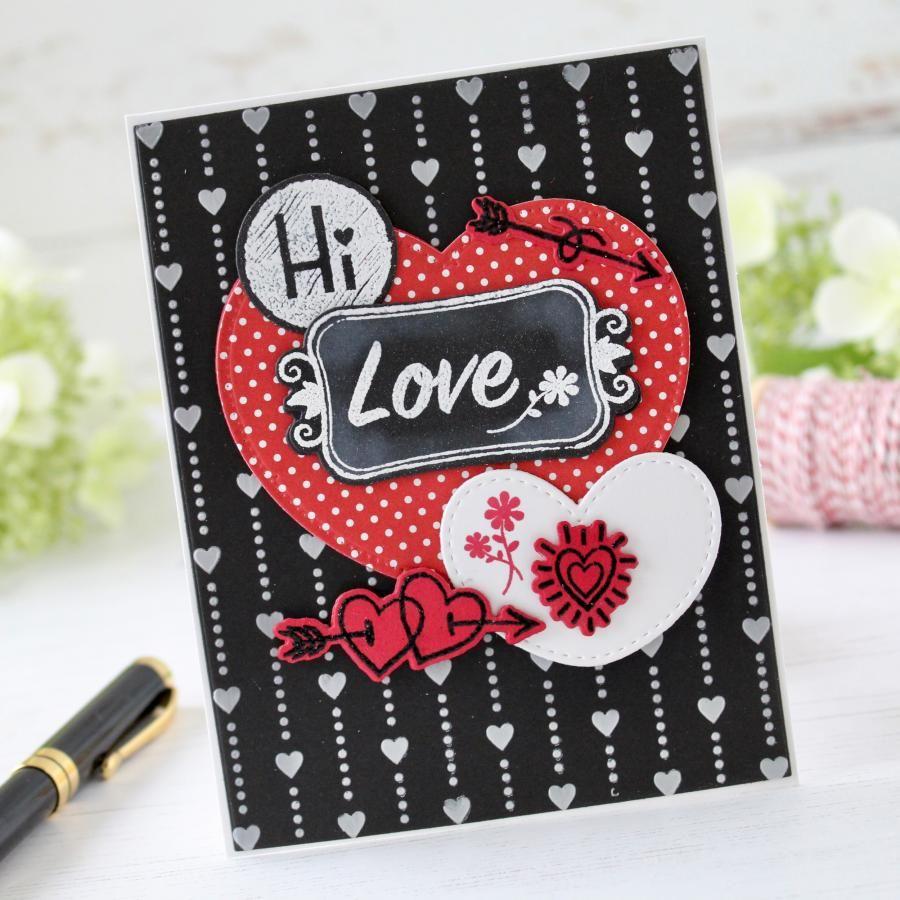 Papertrey Ink Chalkboard Love Clear Stamps 1553 hi love