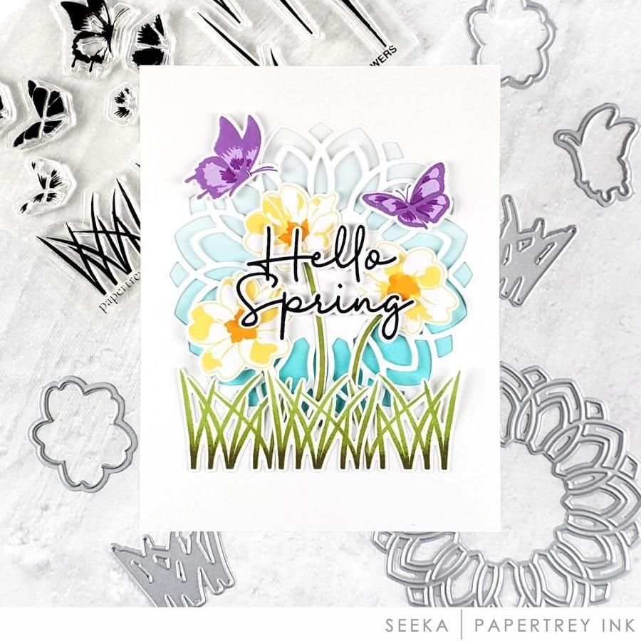 Papertrey Ink Flutter and Flowers Clear Stamps 1564 hello spring