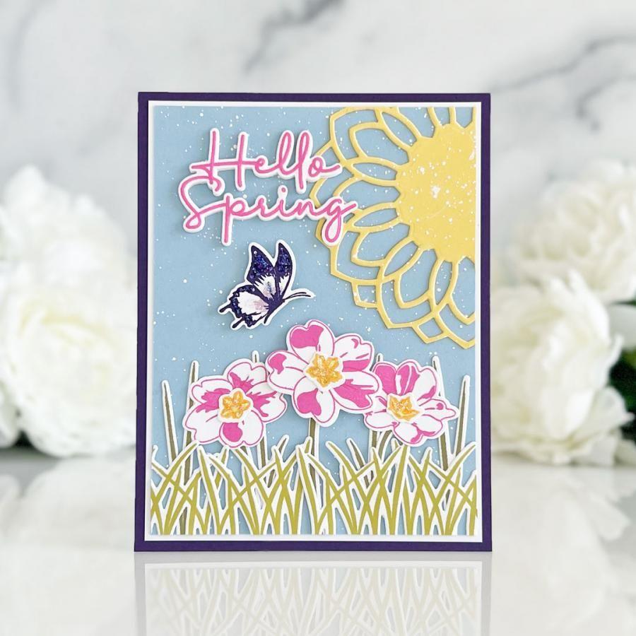 Papertrey Ink Flutter and Flowers Clear Stamps 1564 hello spring