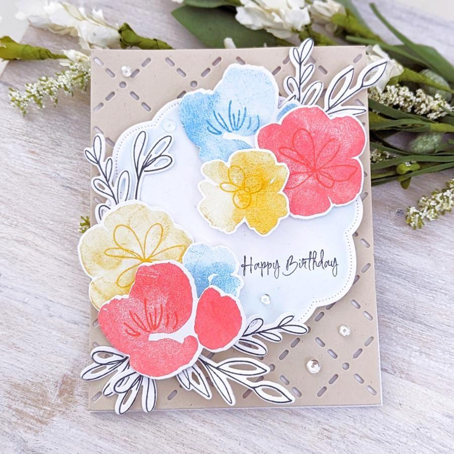 Papertrey Ink Papertrey Ink Blissful Blooms Clear Stamp and Die Set happy birthday