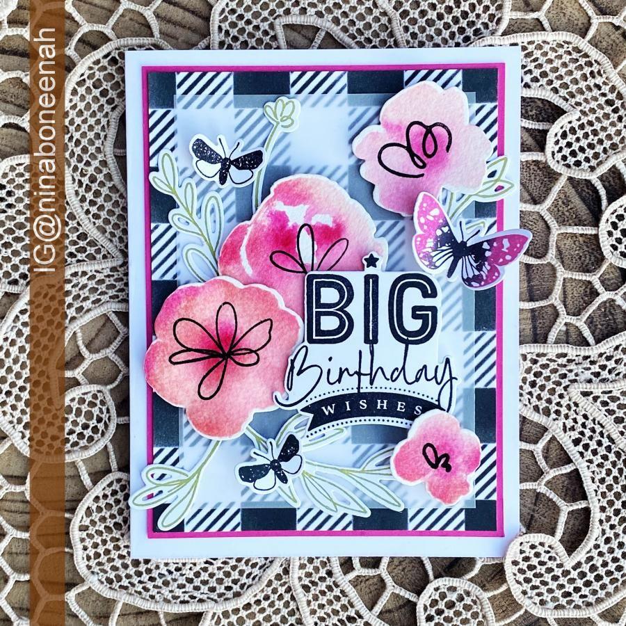 Papertrey Ink Papertrey Ink Blissful Blooms Clear Stamp and Die Set big birthday wishes