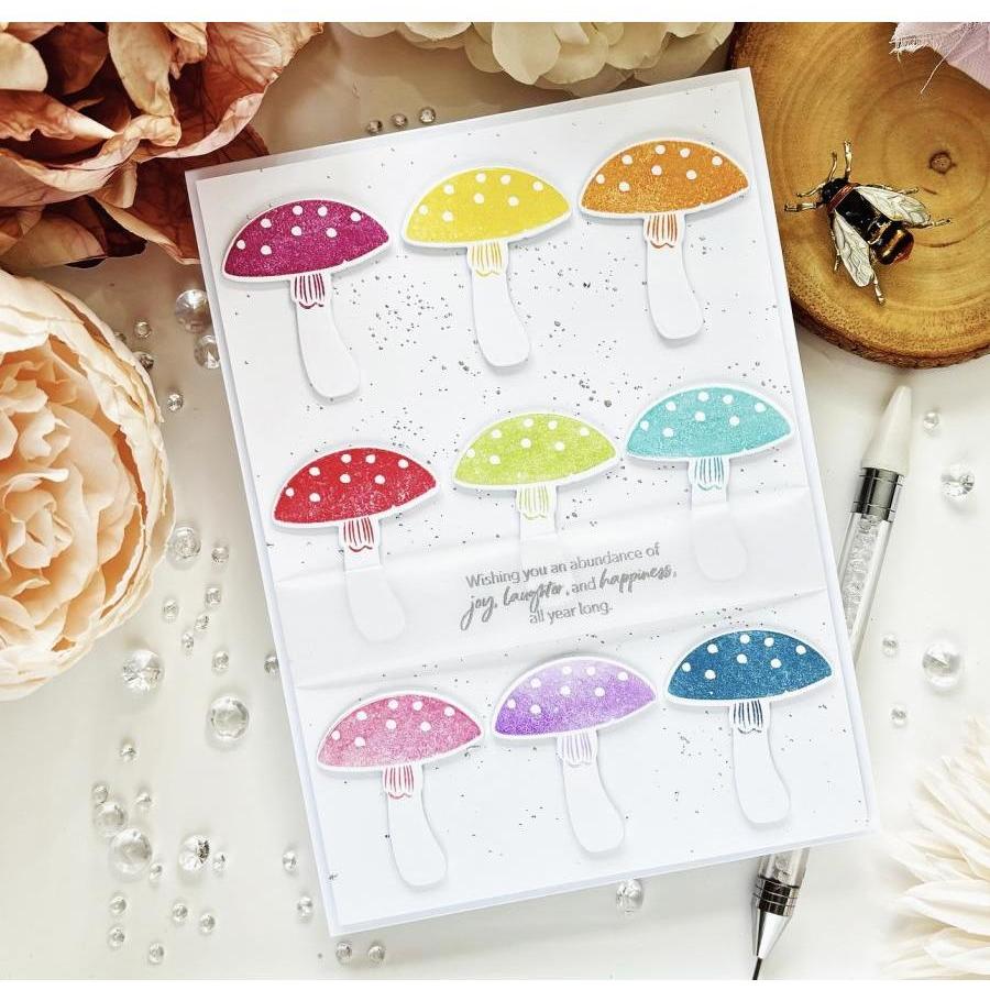 Papertrey Ink Wild About Mushrooms Clear Stamp and Die Set mushroom rainbow