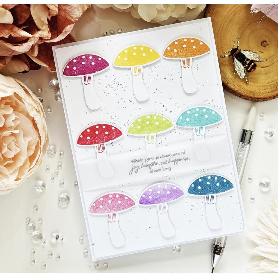 Papertrey Ink Wild About Mushrooms Clear Stamps 1575 rainbow