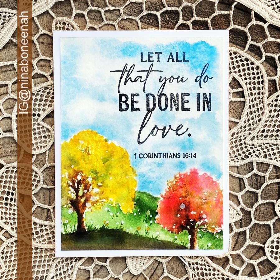 Papertrey Ink Reflections April Clear Stamps 1581 fall trees