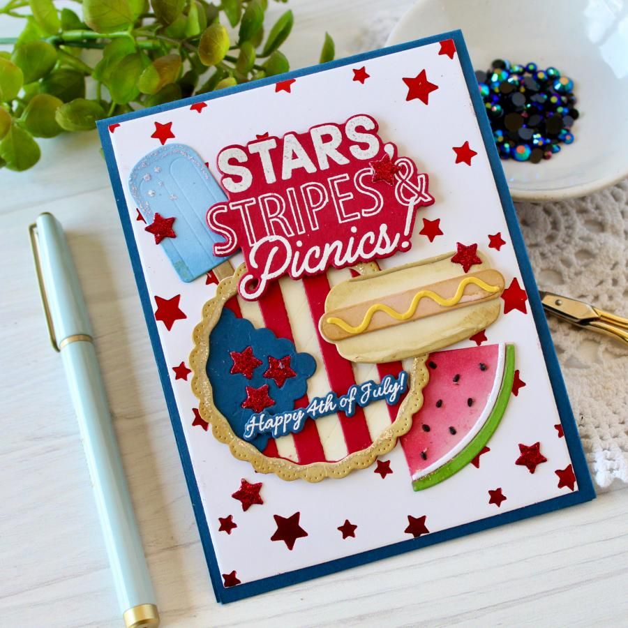 Papertrey Ink Life's a Picnic Clear Stamp and Die Set stars and stripes