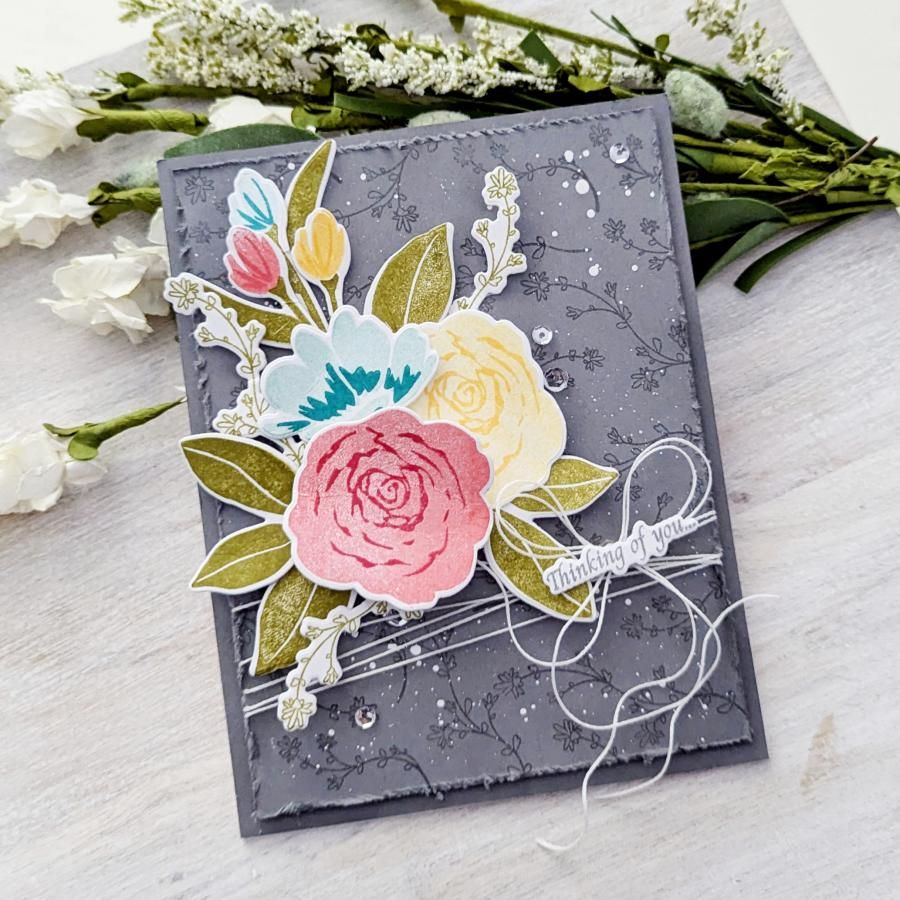 Papertrey Ink Breathtaking Blooms Clear Stamp and Die Set thinking of you