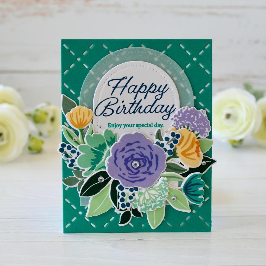 Papertrey Ink Breathtaking Blooms Clear Stamps 1588 happy birthday