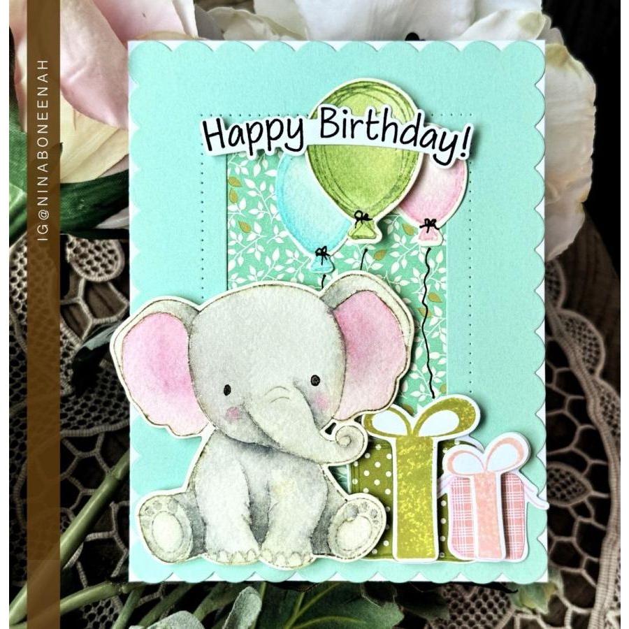 Papertrey Ink Baby Elephant Clear Stamp and Die Set happy birthday