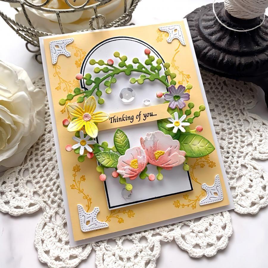 Papertrey Ink Elegant Arch Clear Stamp and Die Set flowers