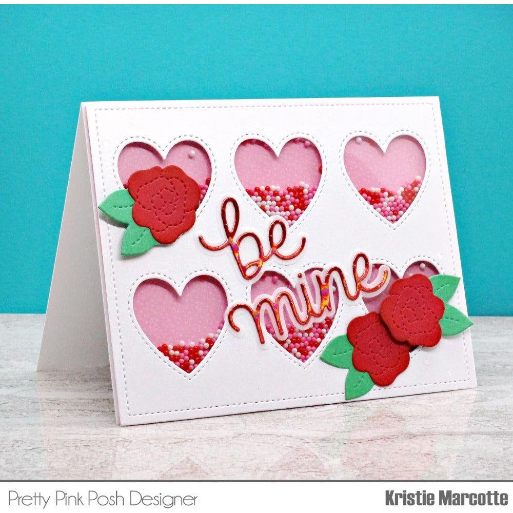 Pretty Pink Posh Be Mine Script Hot Foil Plate shaker card