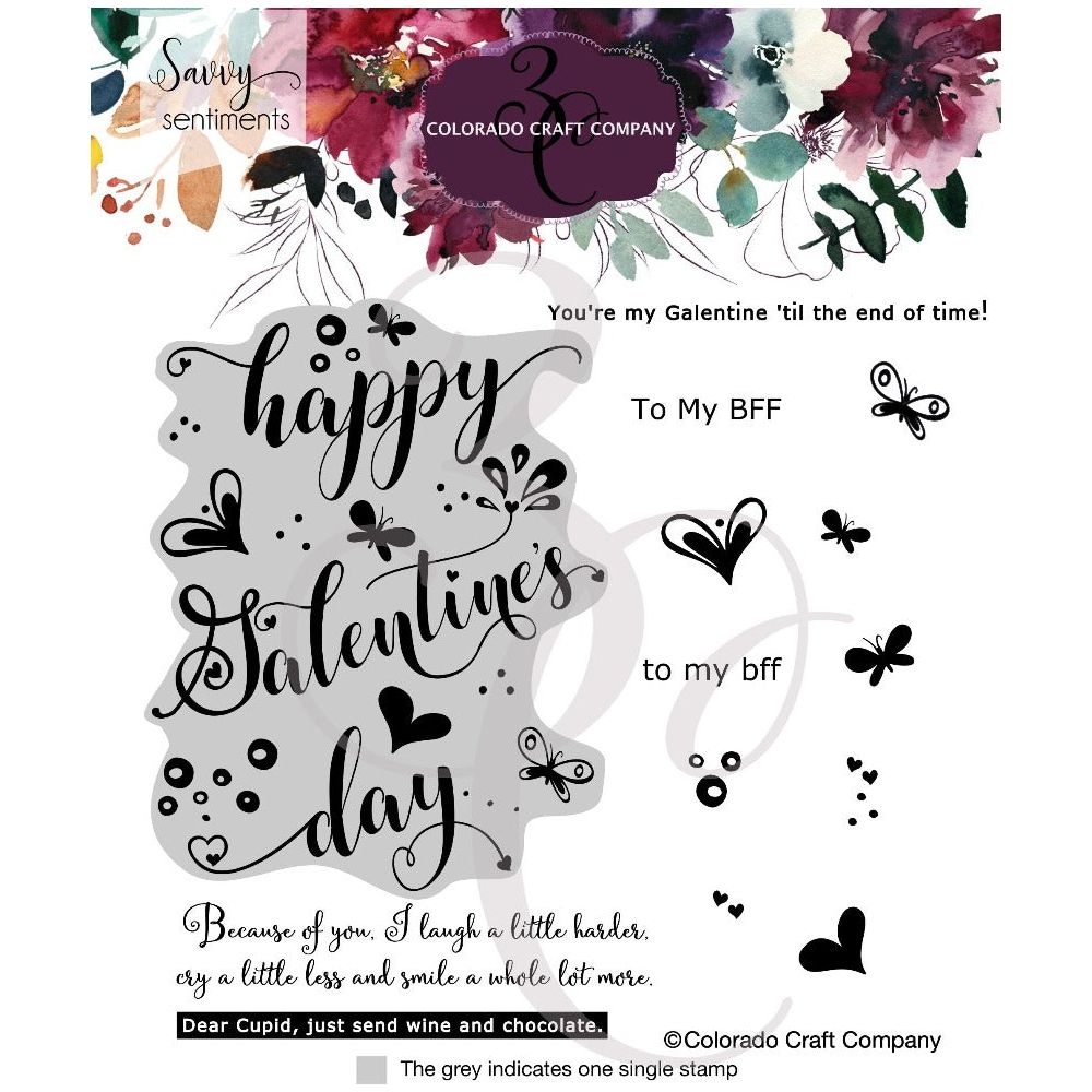 Colorado Craft Company Savvy Sentiments Galentine's Day Clear Stamps ss956