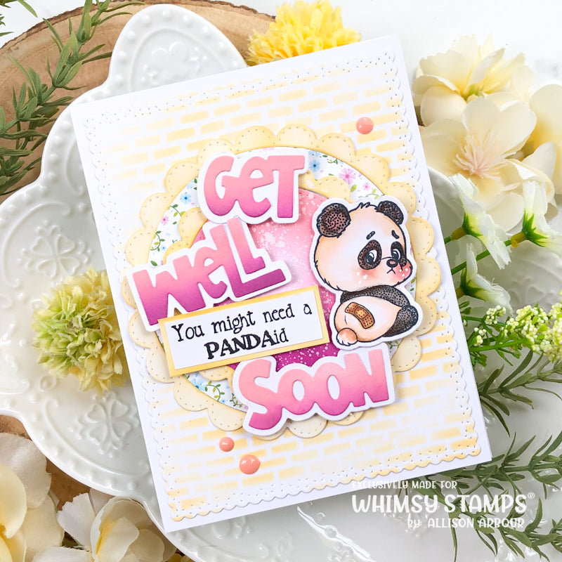Whimsy Stamps Panda Get Well Clear Stamps 1239a pink