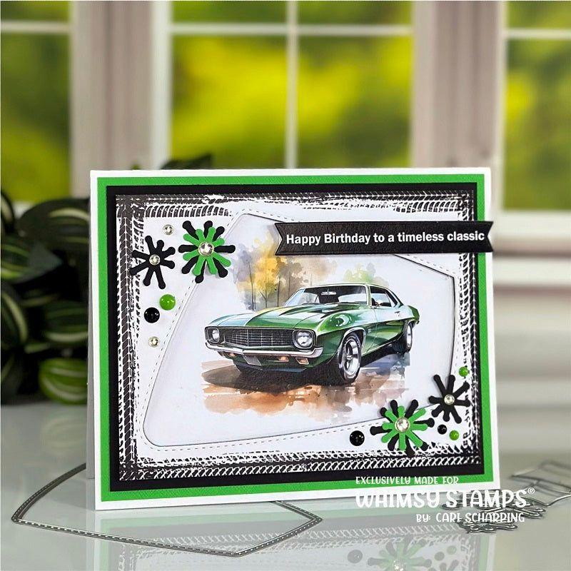 Whimsy Stamps Classic Cars Quick Card Fronts Papers wsqcf-13 green car