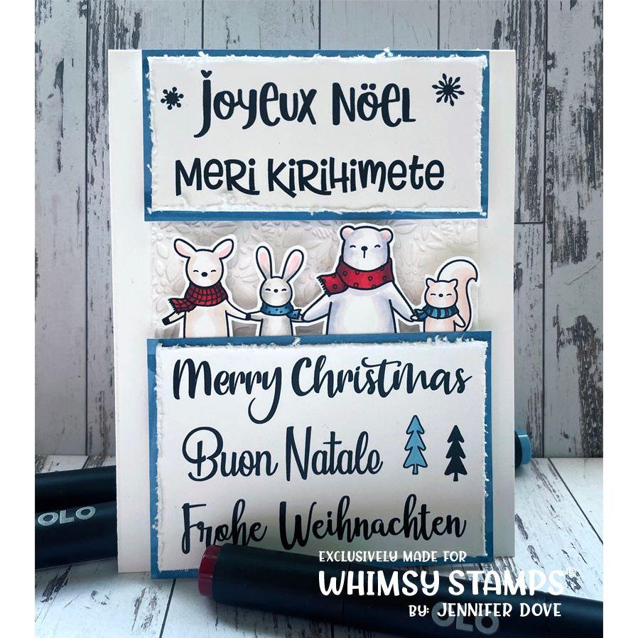 Whimsy Stamps Merry Christmas Around the World Clear Stamps cwsd228a holding hands