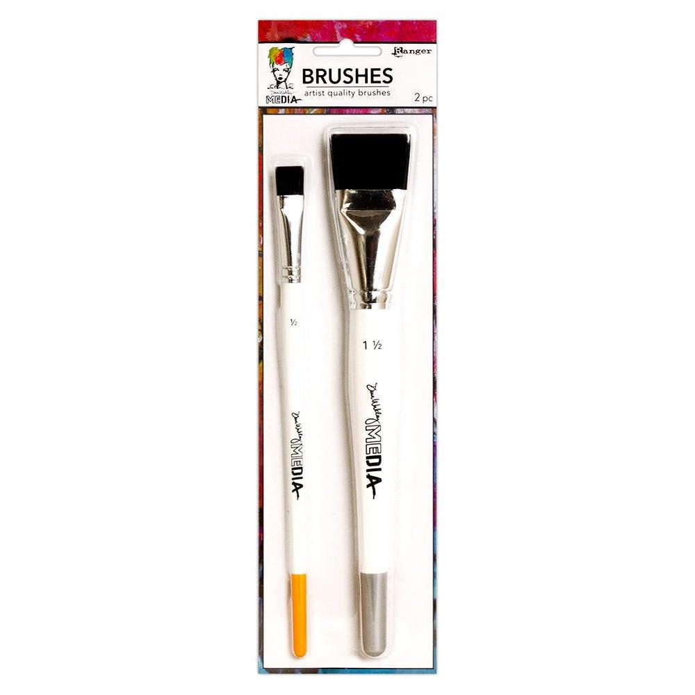 Dina Wakley Ranger Synthetic Bristle Brush 2 Pack Media mda71136