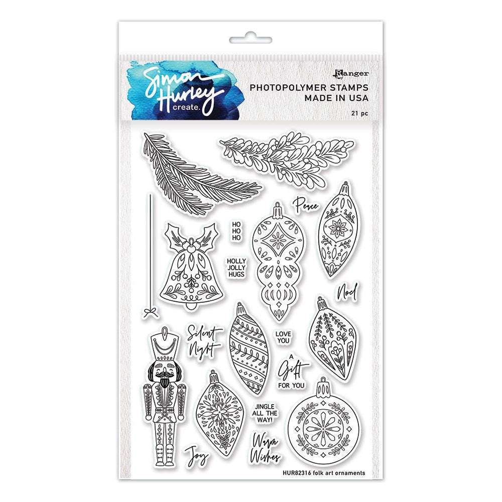 Ranger Simon Hurley Folk Art Ornaments Clear Stamps hur82316