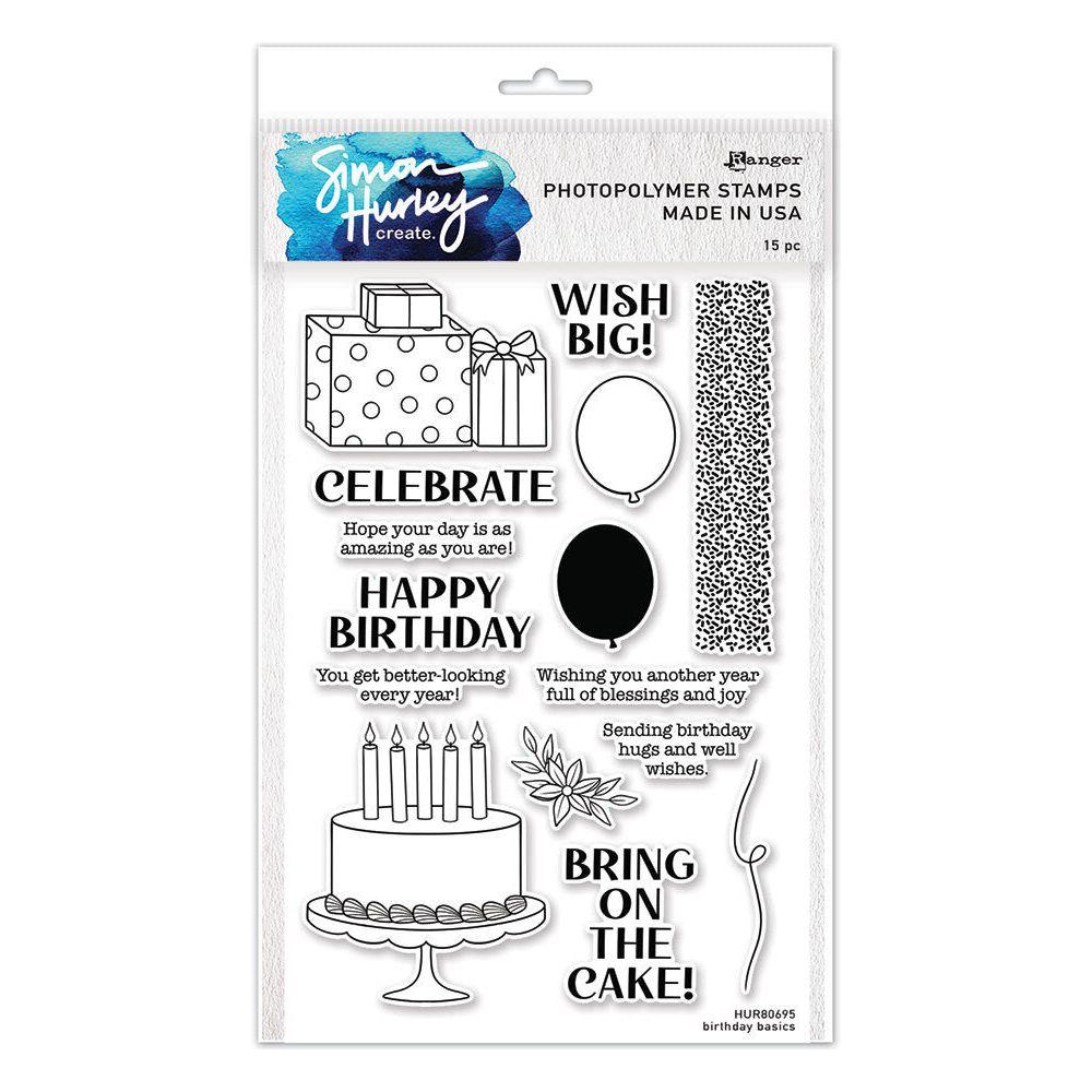 Ranger Simon Hurley Birthday Basics Clear Stamps hur80695