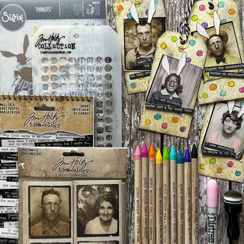 Tim Holtz Distress Watercolor Pencils Bundle of 73 And Sharpener Ranger Easter Tags | color-code:ALT08