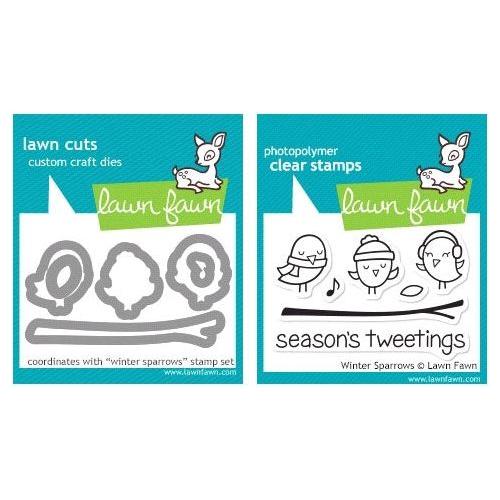 Lawnm Fawn Winter Sparrows Stamp and Die set