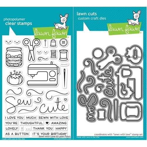 Simon Says Stamp! Lawn Fawn SET LF17SETSWL SEWN WITH LOVE Clear Stamps and Dies