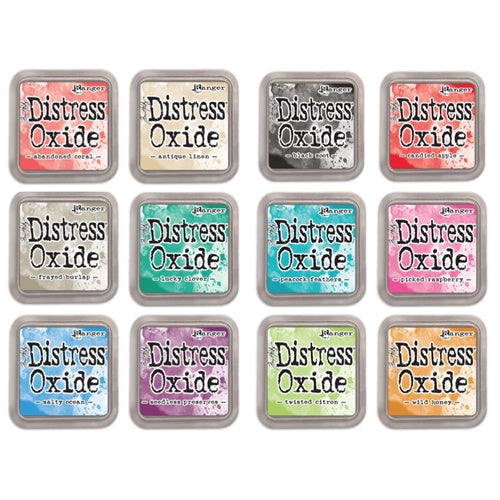 Ranger Distress Oxide Bundles - Includes 12 Distress Oxide Colors with PTP  Flash Deals Detail Sticks (Set 1-12 Ink Pads)