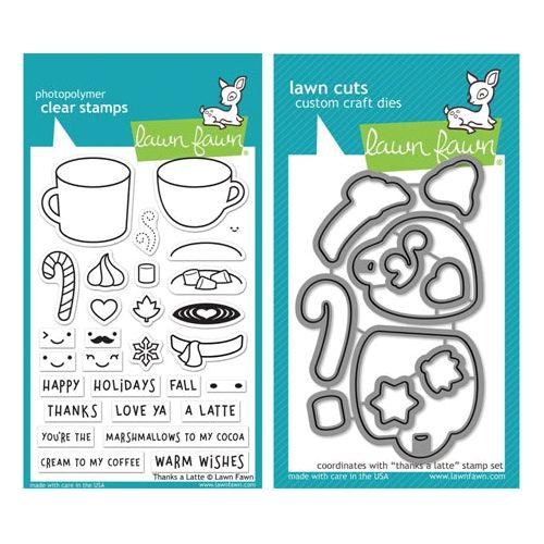 Simon Says Stamp! Lawn Fawn SET THANKS A LATTE Clear Stamps and Dies BLFTAL