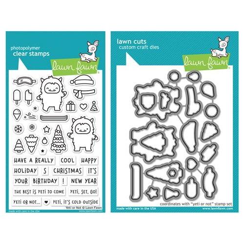 Simon Says Stamp! Lawn Fawn SET YETI OR NOT Clear Stamps and Dies HLFYON