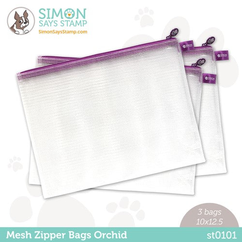 Simon Says Stamp Citrine Yellow Mesh Zipper Bags 3 Pack