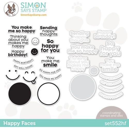 Simon Says Stamp! Simon Says Stamps and Dies HAPPY FACES set552hf Stamptember