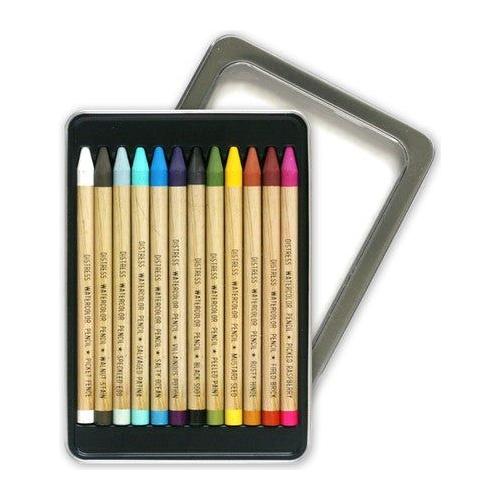 Simon Says Stamp! Tim Holtz Distress Watercolor Pencils SET 1 Ranger tdh76308Tim Holtz Distress Watercolor Pencils Set 1 And Pencil Sharpener Bundle open top