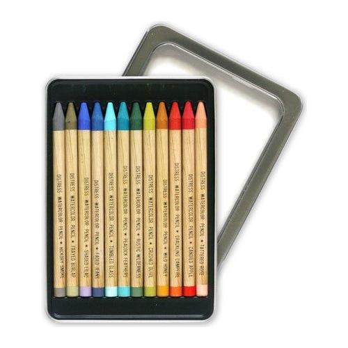 Tim Holtz Distress Watercolor Pencils Set 3 And Pencil Sharpener Bundle no top