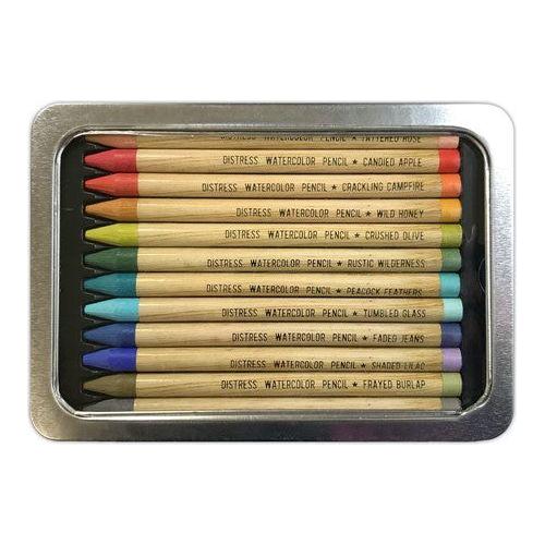 Tim Holtz Distress Watercolor Pencils Set 3 And Pencil Sharpener Bundle unwrapped