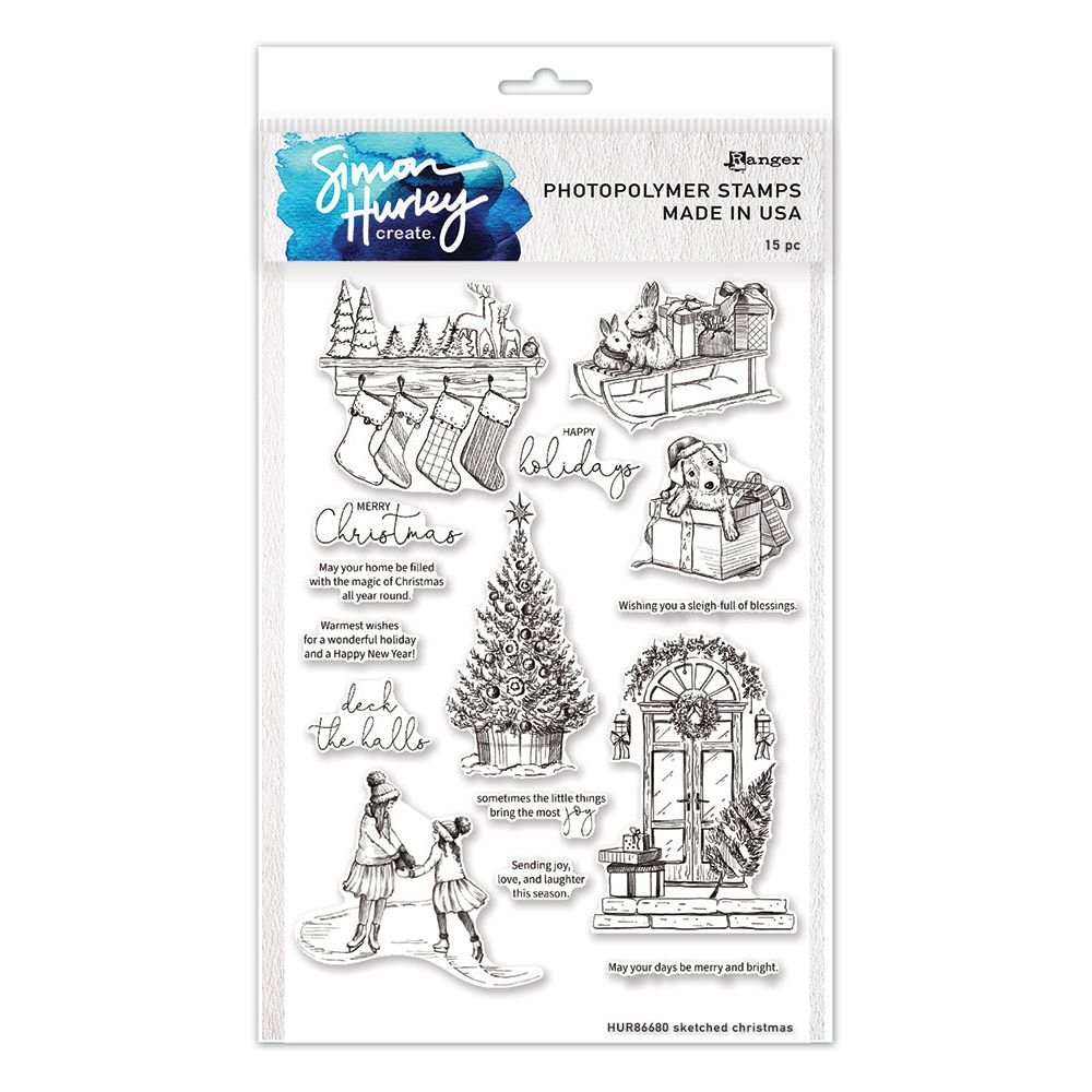 Ranger Simon Hurley Sketched Christmas Clear Stamps hur86680