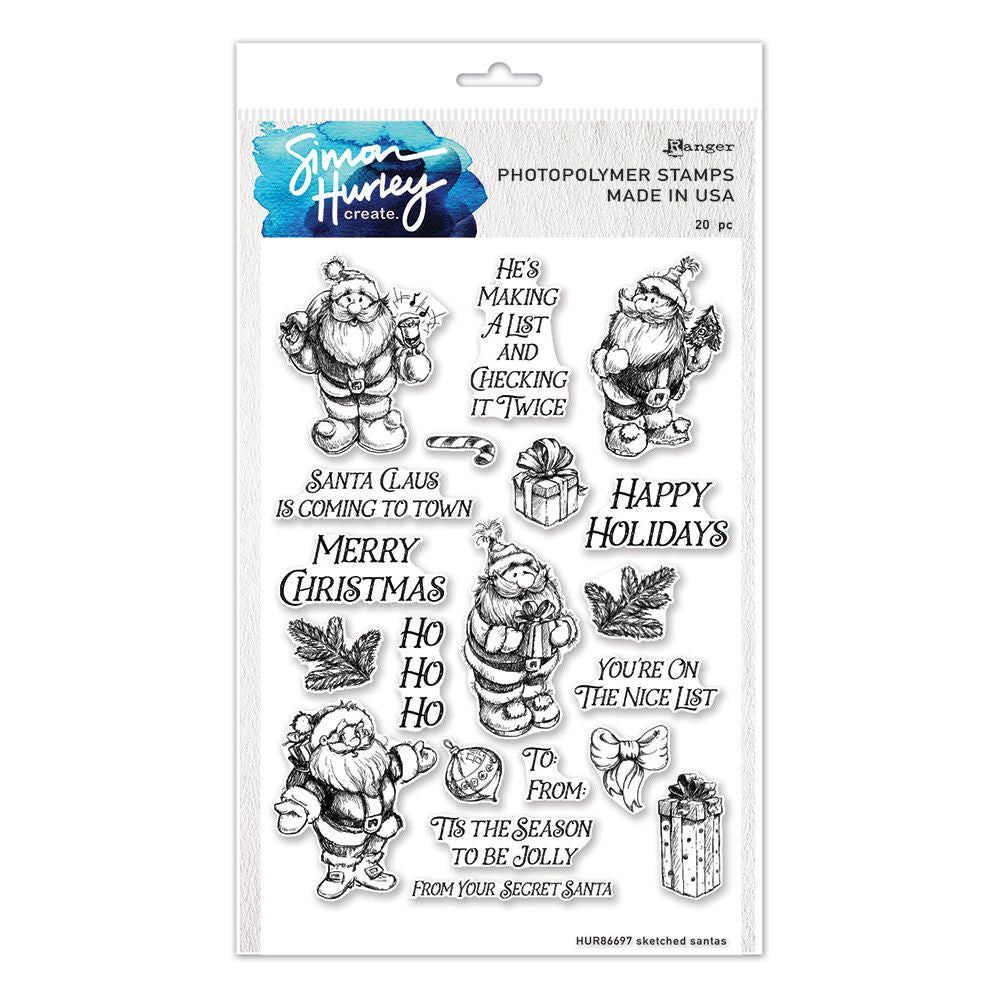 Ranger Simon Hurley Sketched Santas Clear Stamps hur86697