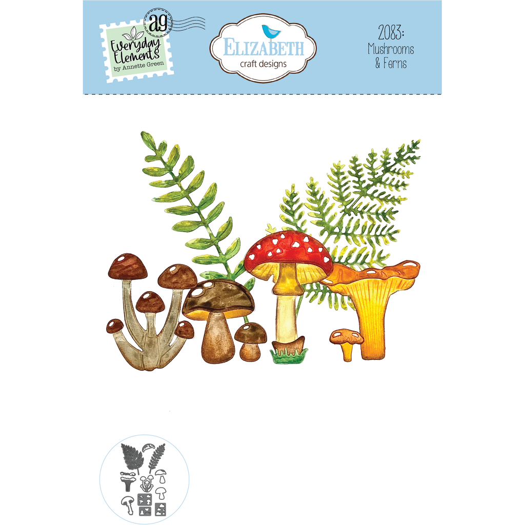 Elizabeth Craft Designs Mushrooms and Ferns Dies 2083