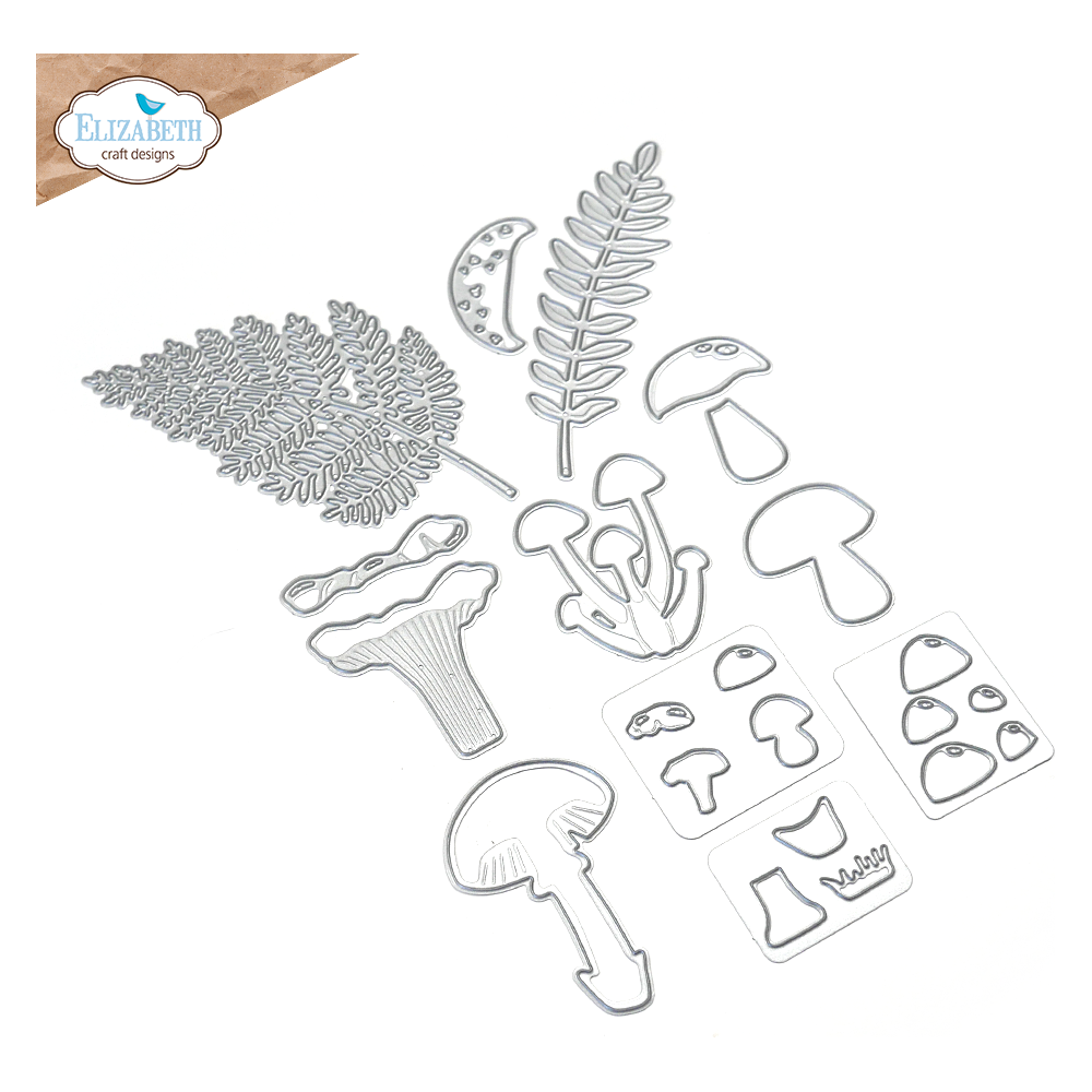 Elizabeth Craft Designs Mushrooms and Ferns Dies 2083 detail