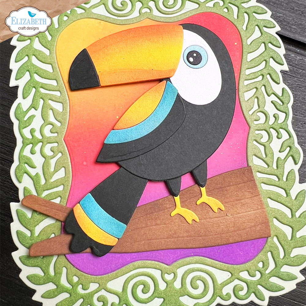 Elizabeth Craft Designs Teddy the Toucan Dies 2126 bird on branch