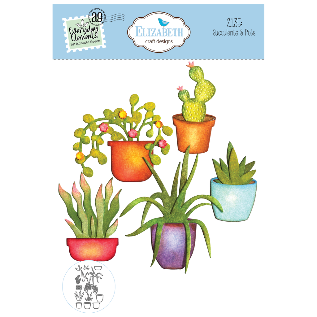 Elizabeth Craft Designs Succulents & Pots Dies 2135