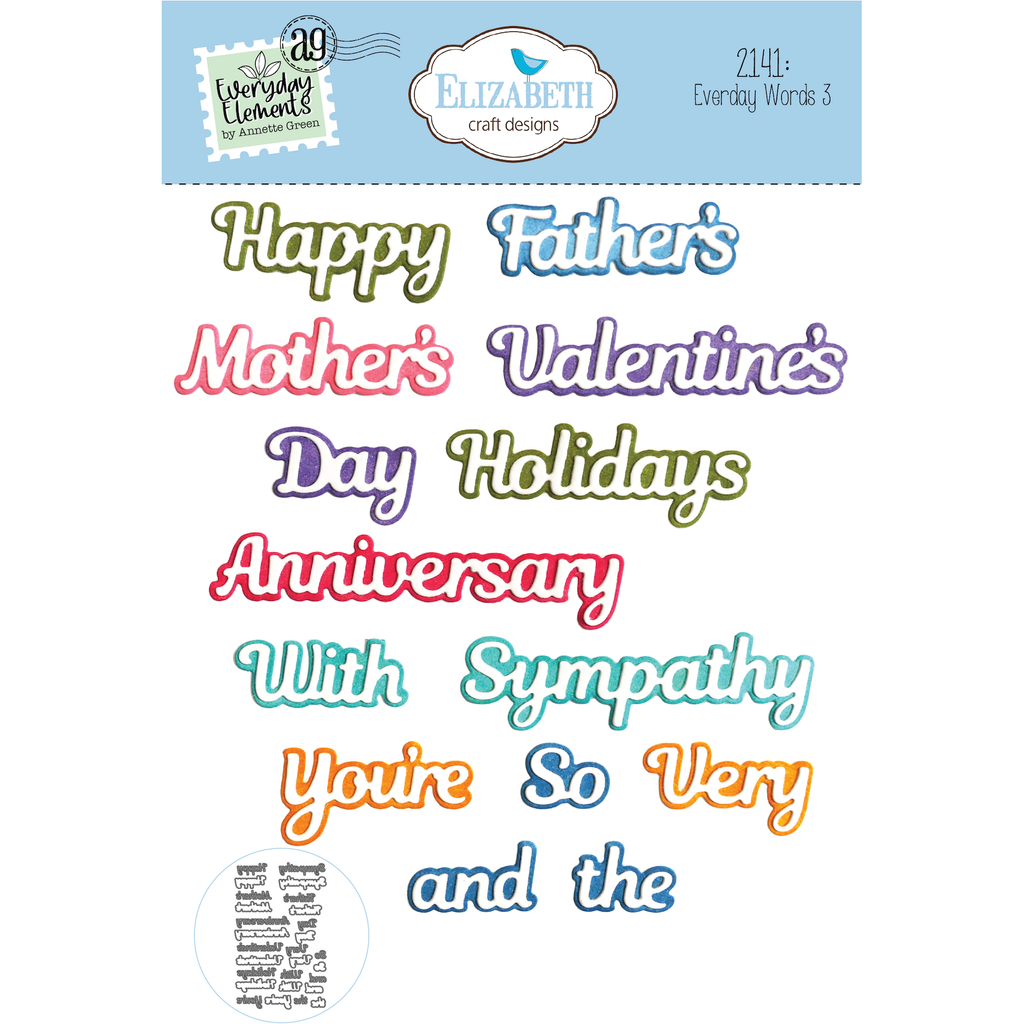 Elizabeth Craft Designs Everyday Words 3 Dies 2141