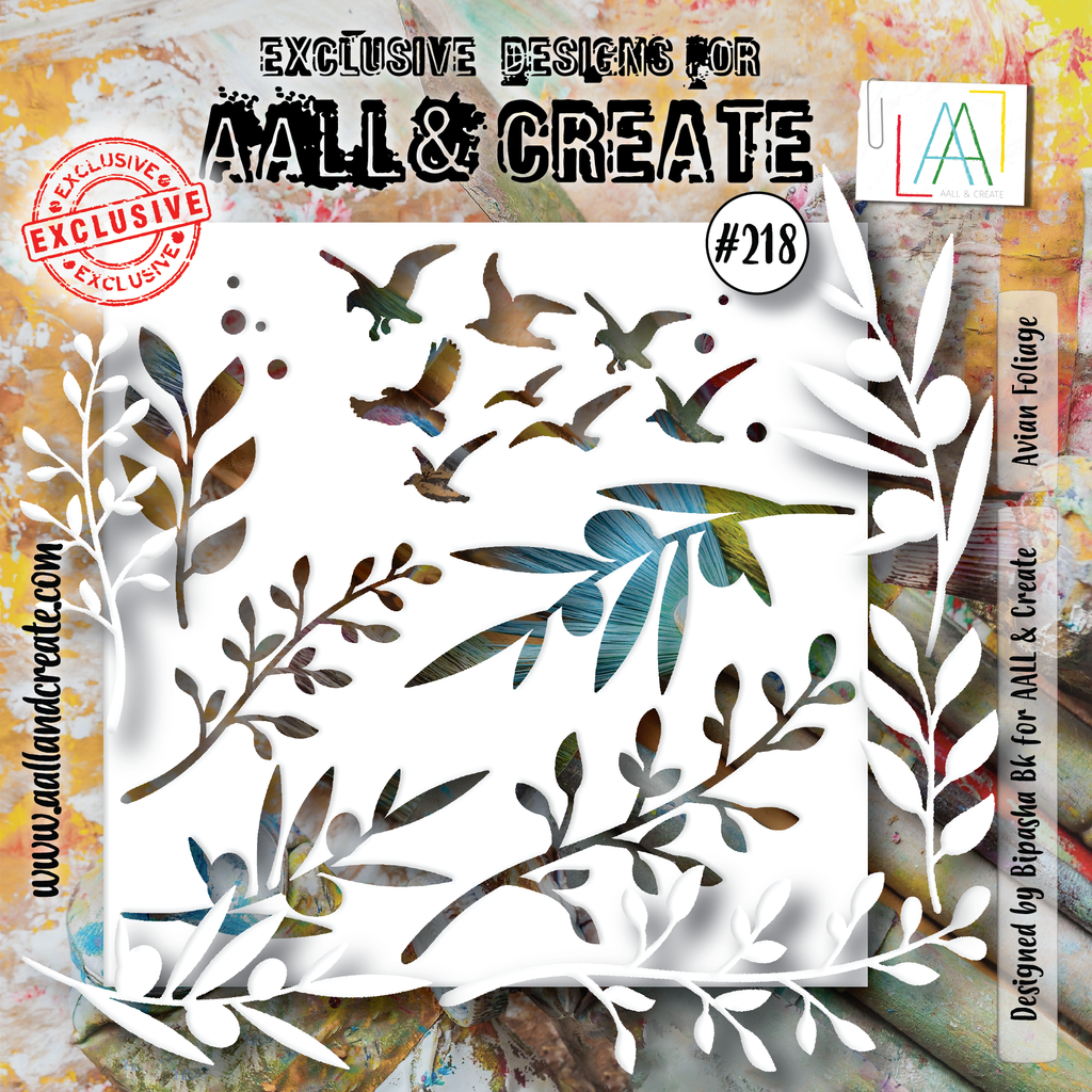 AALL & Create Avian Foliage 6x6 Stencil 218