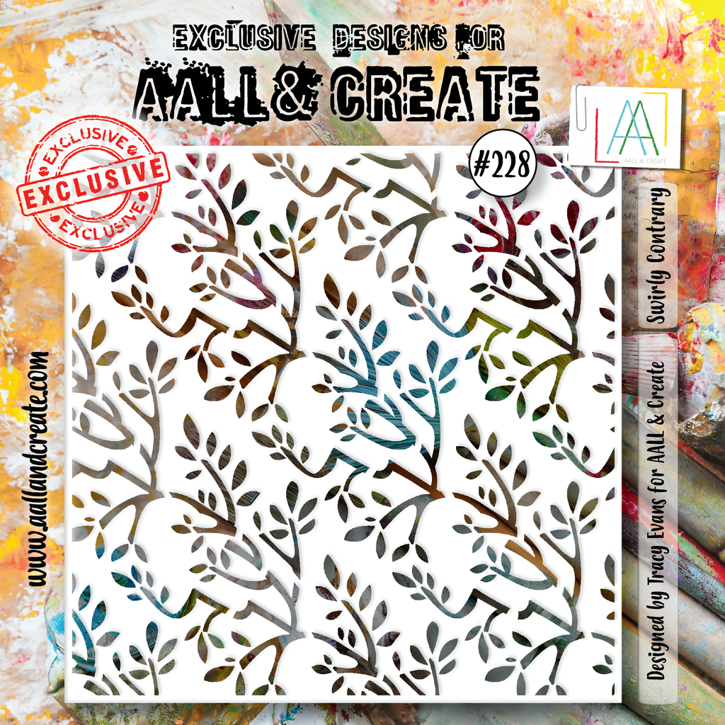 AALL & Create Swirly Contrary 6x6 Stencil 228