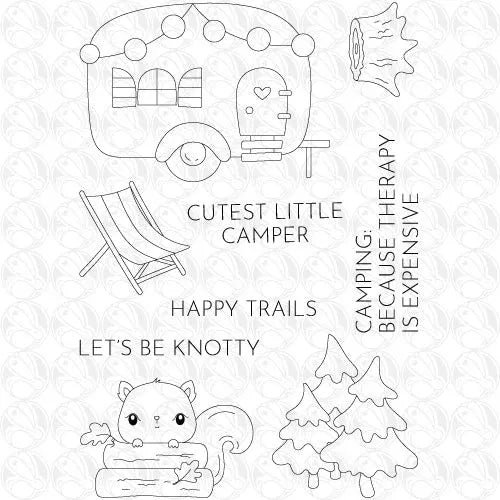 The Rabbit Hole Designs Glamping with Tailette Clear Stamps trh-236