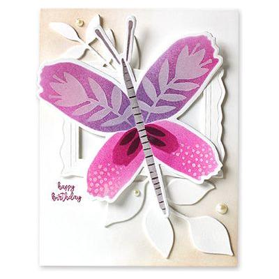 Penny Black Floral Wings Stencils 25-022 happy birthday